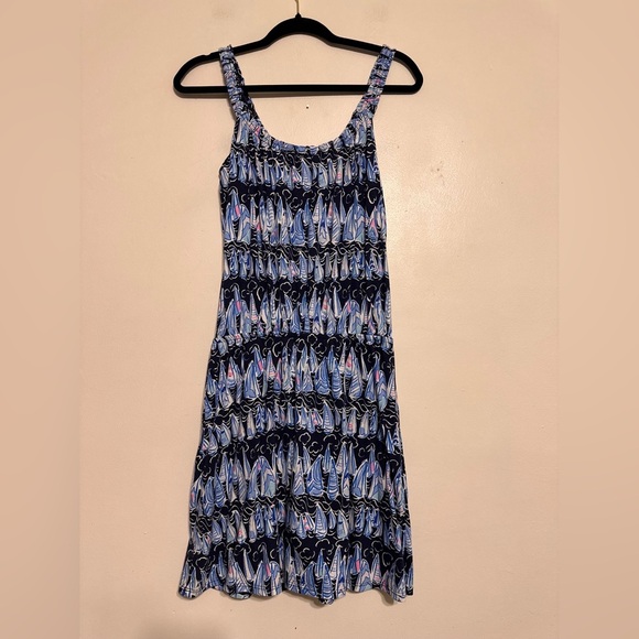 Lilly Pulitzer Loro Romper Skort Dress Blue Tide Navy Sails & Stripes Small - Picture 6 of 8